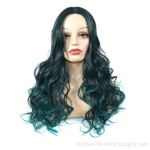 MYZYR24 Inch Synthetic Fiber Machinery Manufacturing Packaging Heat-resistant High-quality Cheap Artificial Wig Dream Green Hair